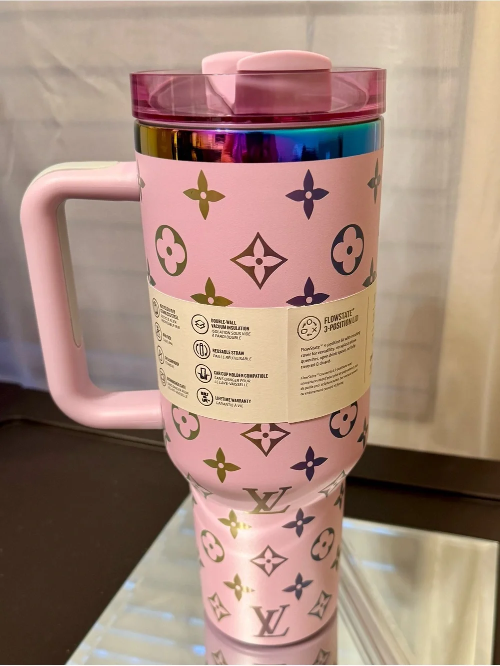 New Stanley Light Purple Tumbler with Iridescent Monogram Accents - Picture 4 of 7